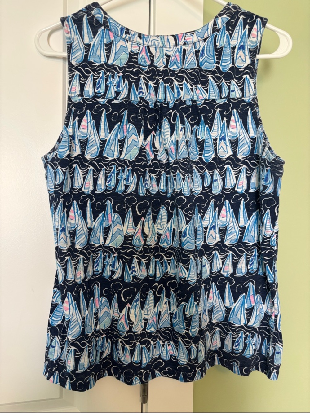 Lilly Pulitzer Elsa Navy Sailboat Print Sleeveless Tank Top - Picture 3 of 3